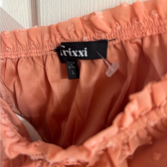 Trixxi Orange and Pink Tiered Sundress Spaghetti Strap Casual - Picture 3 of 5
